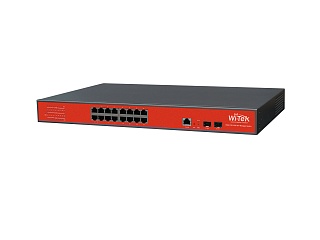 Wi-Tek WI-PMS318GF, Коммутатор управляемый L2 PoE 350Вт, порты 16 PoE GE + 2SFP, шт