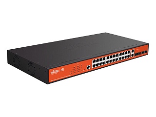 Wi-Tek WI-PCMS328GF, коммутатор L2 PoE бюджет 400Вт, порты 24GE PoE, 2comboSFP, 2SFP, Cloud , шт