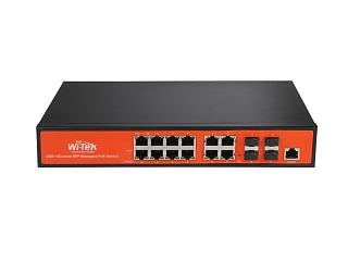 Wi-Tek WI-PMS312GF, Коммутатор управляемый L2 PoE 150Вт, порты 8 PoE GE + 4 Combo GE/SFP, шт