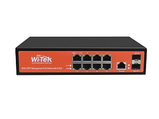 Wi-Tek WI-PMS310GF-Alien, Коммутатор управляемый L2 MIX PoE 24/48В 150Вт, порты 8 PoE GE + 2SFP, шт