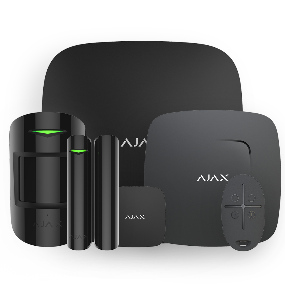 Ajax HomeProtect black Комплект: хаб, датчик движения, открытия двери, протечки, дыма и пульт управл