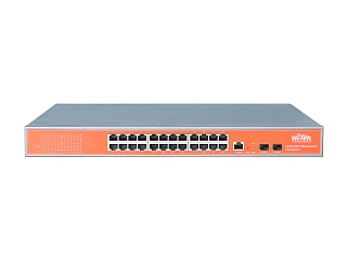 Wi-Tek WI-PMS326GF, Коммутатор управляемый L2 PoE 400Вт, порты 24 PoE GE + 2SFP, шт