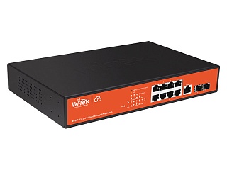 Wi-Tek WI-PCMS310GF, коммутатор L2 PoE, бюджет 150Вт, порты 8GE PoE,2SFP, Cloud, , шт