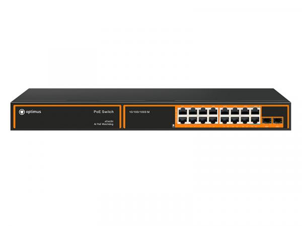 Коммутатор Optimus U1I-15F1G2b/2G/1S - неуправляемый 16 портовый PoE-коммутатор