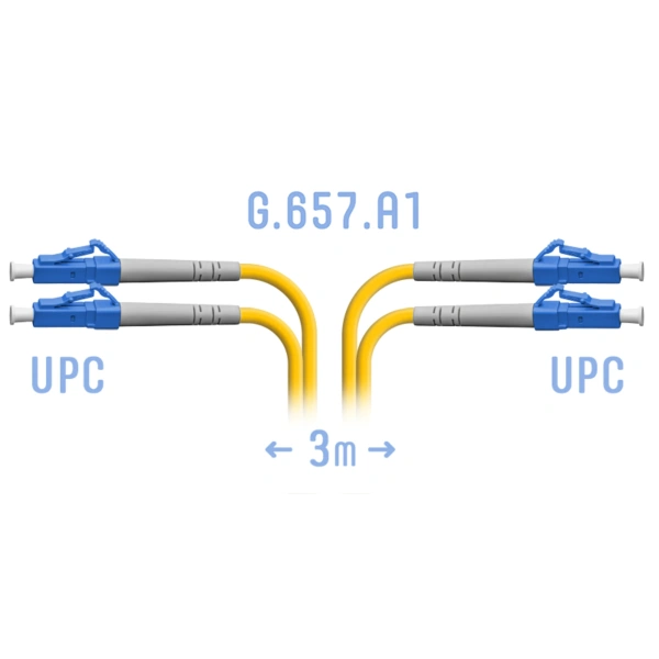 Патчкорд оптический LC/UPS SM G.657.A1 Duplex 3 метра