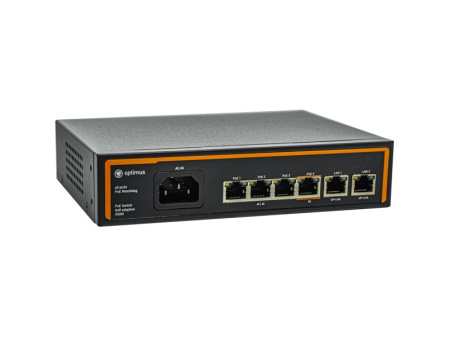 Optimus U1I-4F1b/2F PoE-коммутатор 1,2 Гбит/с. 4 порта + 2 Uplink.