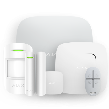 Ajax HomeProtect white Комплект: хаб, датчик движения, открытия двери, протечки, дыма и пульт управл