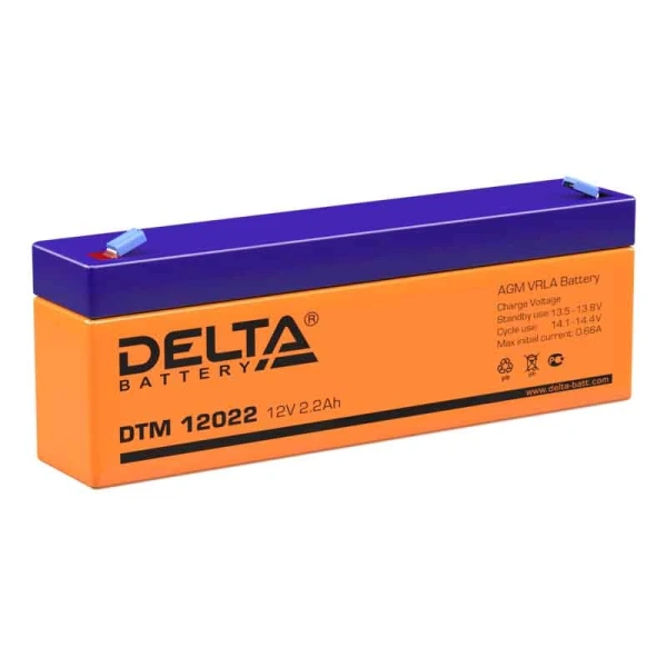 Delta DTM 12022 Аккумулятор 12В 2,2А/ч, вес 0,99 кг